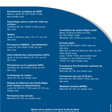 Horaires des permanences